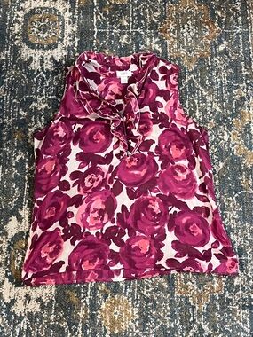 LOFT Pink and Magenta Floral Blouse